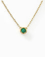 Collar solitario en oro de 18K con esmeralda para mujer con cadena de 40 cm
