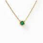 Collar solitario en oro de 18K con esmeralda para mujer con cadena de 40 cm