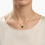 Collar solitario en oro de 18K con esmeralda para mujer con cadena de 40 cm