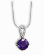 Dije estilo solitario en plata ley 925 con amatista de excelente calidad para mujer