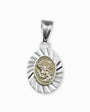 Dije de la medalla de San Miguel Arcángel en plata ley 925 con baño en oro.
