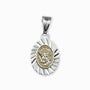 Dije de la medalla de San Miguel Arcángel en plata ley 925 con baño en oro.