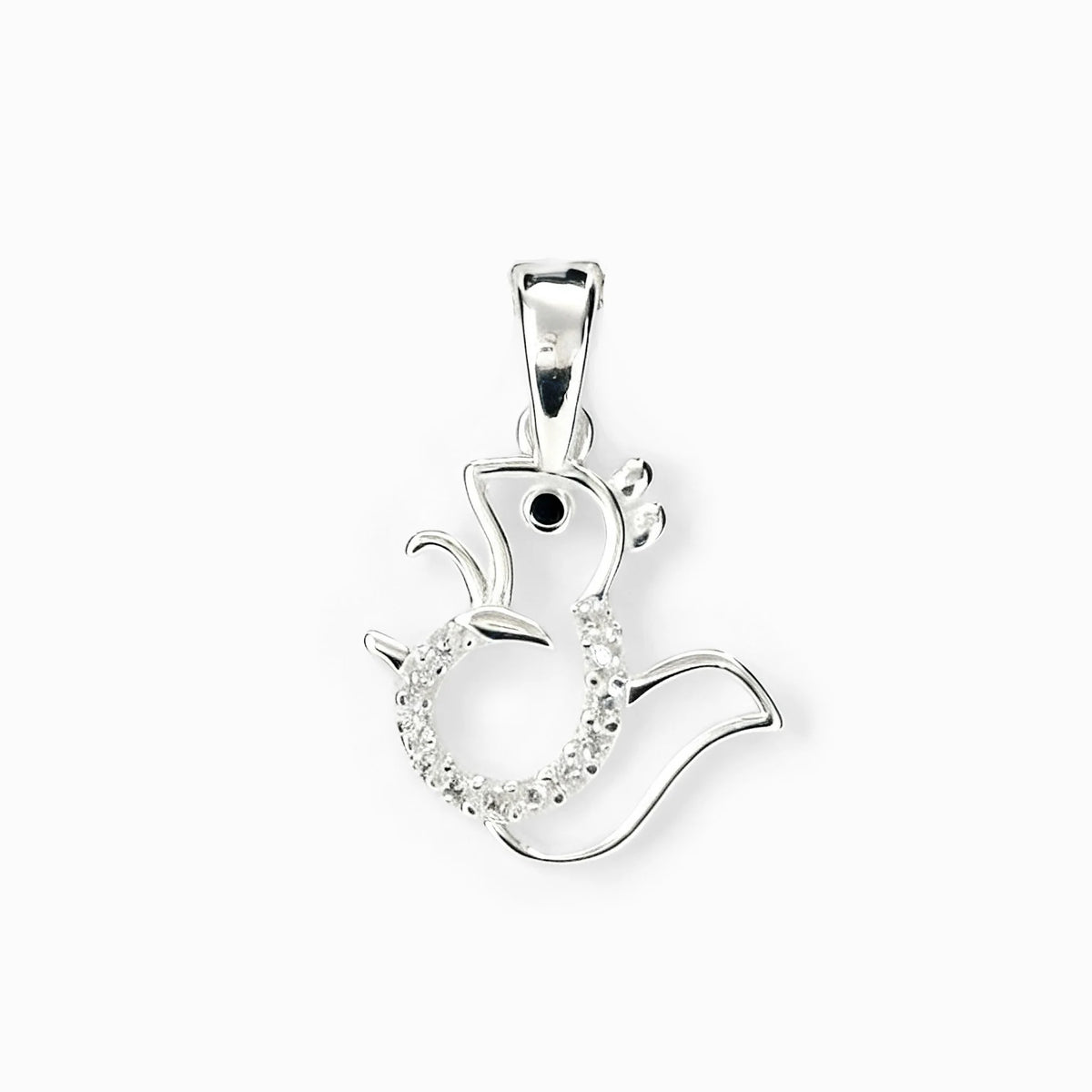 Dije con diseño de ardilla de 14.5x13 mm en plata ley 925 con circones blancos