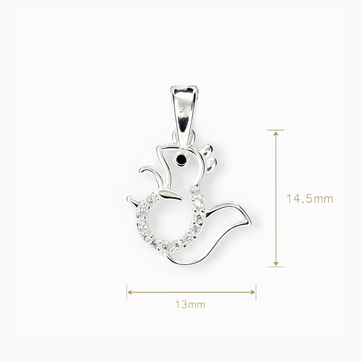 Dije con diseño de ardilla de 14.5x13 mm en plata ley 925 con circones blancos