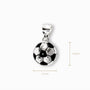 Dije tridimensional con forma de balón de fútbol en Plata Ley 925 con detalles esmaltados en negro sobre fondo blanco