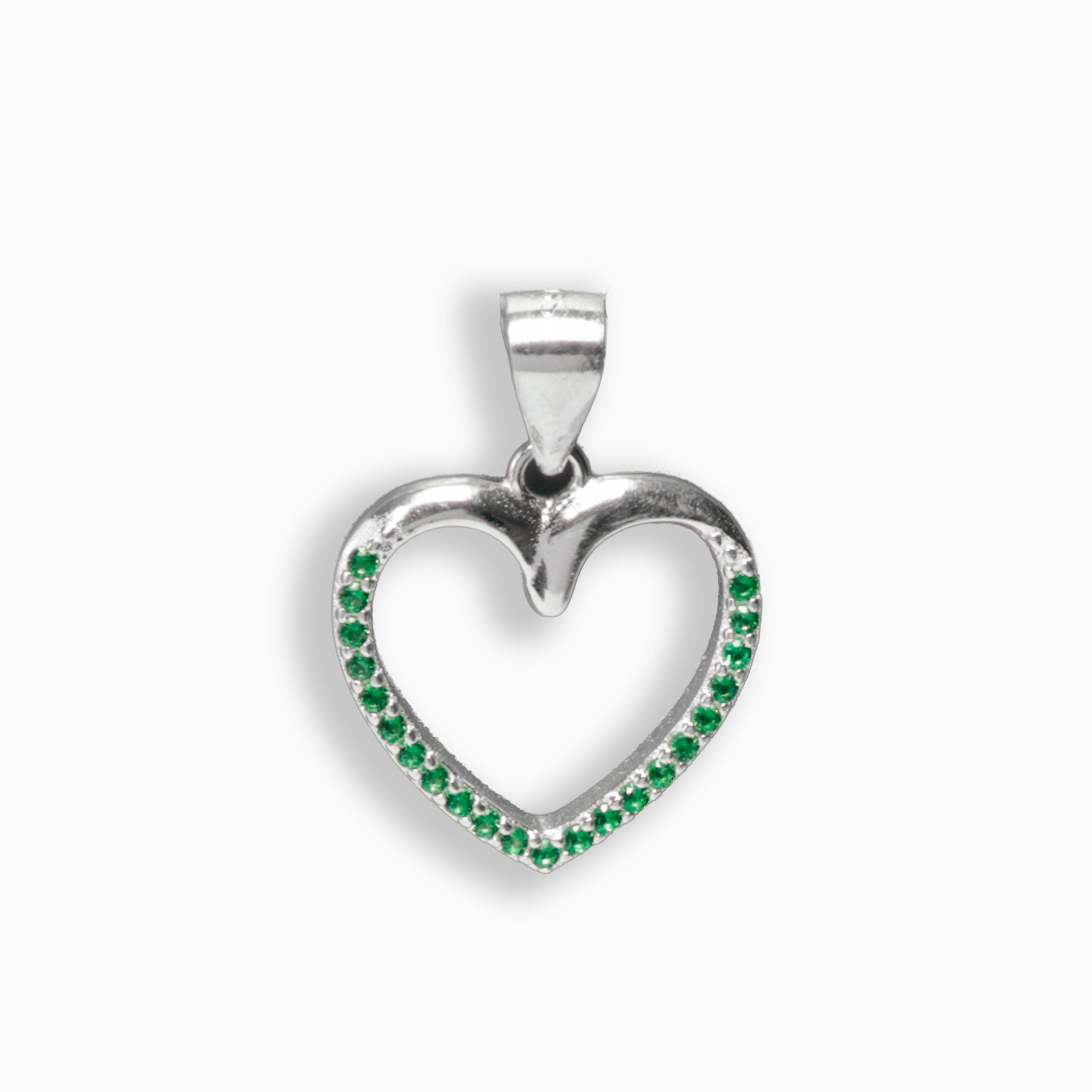 Dije Corazón  – Plata 925 y Circones verdes