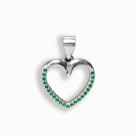 Dije Corazón  – Plata 925 y Circones verdes