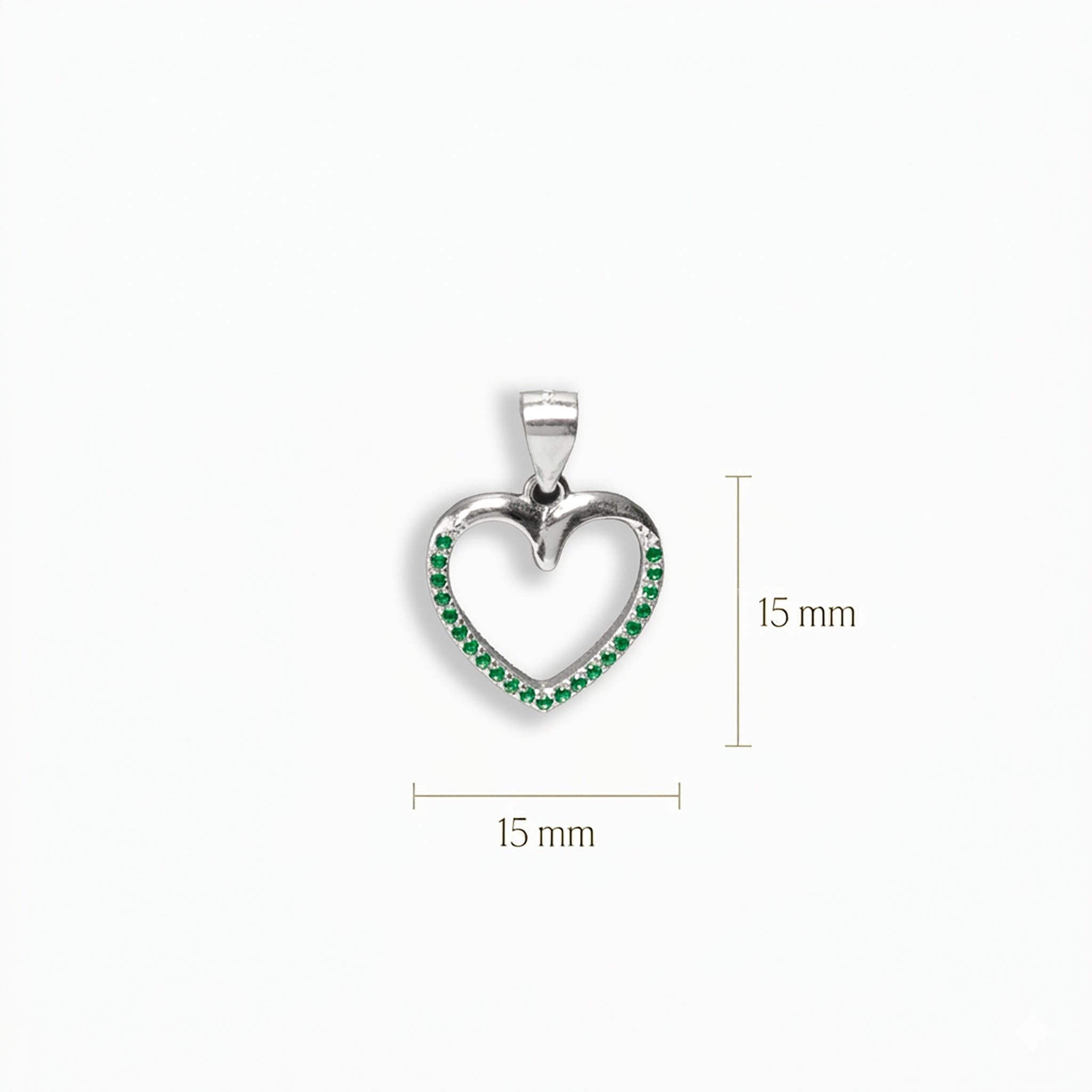 Dije Corazón  – Plata 925 y Circones verdes