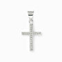 Dije de cruz de 20x12 mm en plata ley 925 con circones blancos brillantes   