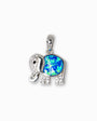 Dije colgante de elefante en Plata Ley 925 de 13x11mm con cuerpo de resina azul estilo ópalo y detalles de circones brillantes.
