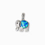 Dije colgante de elefante en Plata Ley 925 de 13x11mm con cuerpo de resina azul estilo ópalo y detalles de circones brillantes.