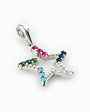 Dije de estrella calada de 15x14 mm en plata ley 925 con circones multicolor