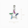 Dije de estrella calada de 15x14 mm en plata ley 925 con circones multicolor