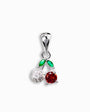 Dije colgante en Plata Ley 925 con forma de fruto con un cirón redondo rojo, un globo de cirones blancos y hojas verdes.