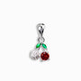 Dije colgante en Plata Ley 925 con forma de fruto con un cirón redondo rojo, un globo de cirones blancos y hojas verdes.