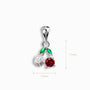 Dije colgante en Plata Ley 925 con forma de fruto con un cirón redondo rojo, un globo de cirones blancos y hojas verdes.