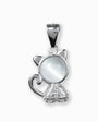 Dije de gatita con piedra ojo de gato en plata ley 925.