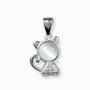 Dije de gatita con piedra ojo de gato en plata ley 925.
