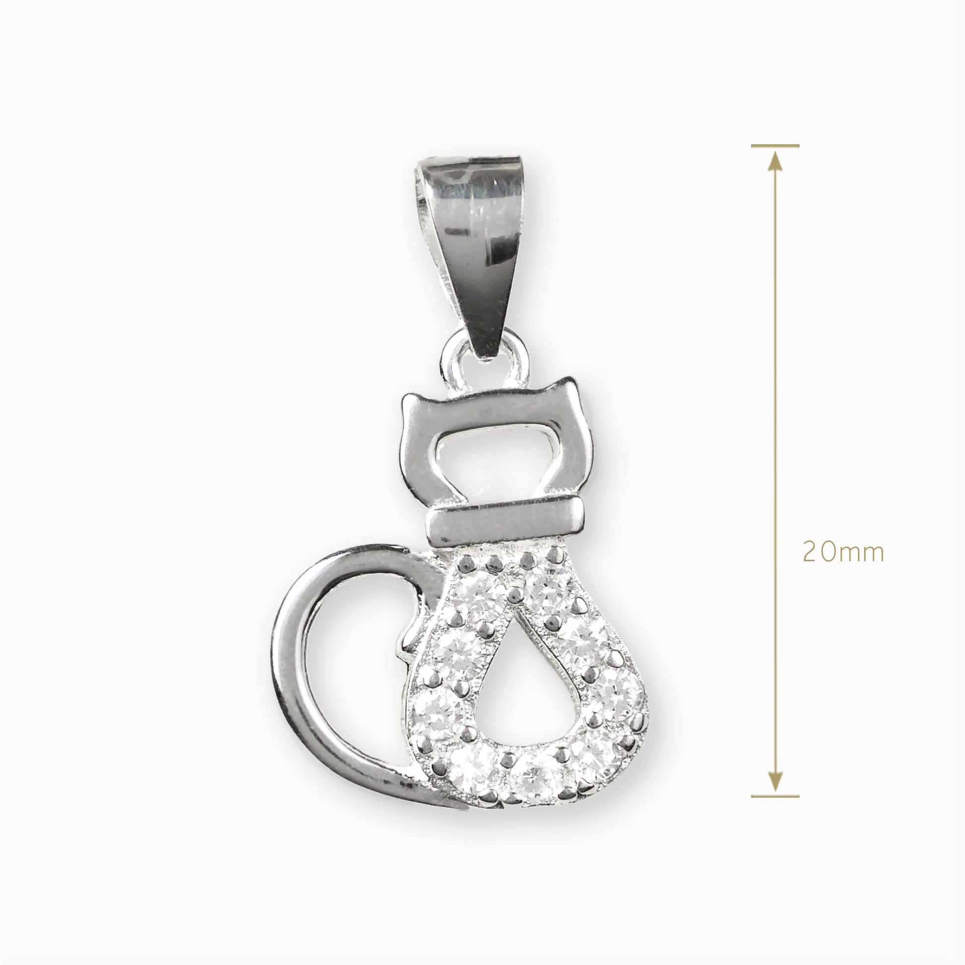 Dije de gatito decorado con circones en plata ley 925.