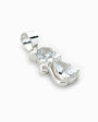 Dije con diseño de gato doble de 15x7 mm en plata ley 925 con circones blancos