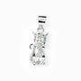 Dije con diseño de gato doble de 15x7 mm en plata ley 925 con circones blancos