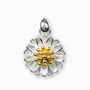 Dije en forma de girasol en plata ley 925 con baño en oro.