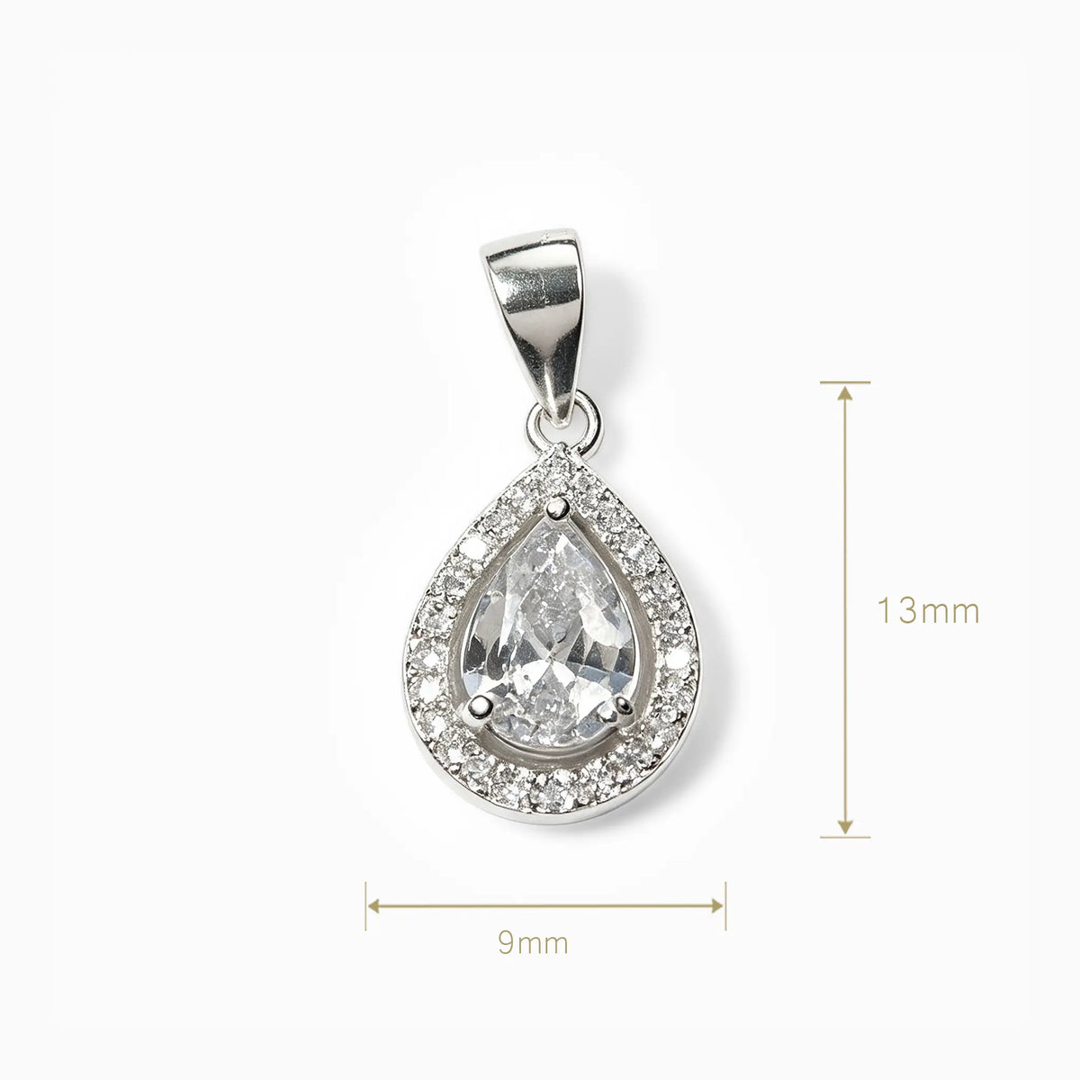 Dije en forma de gota con circones en plata ley 925 para mujer