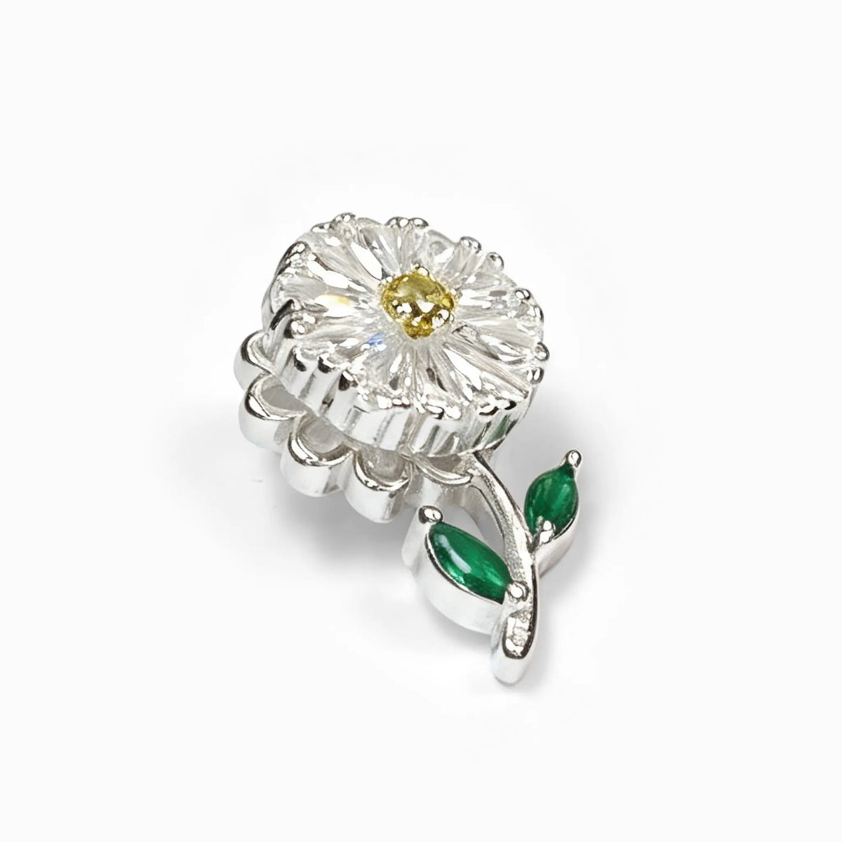 Dije con diseño de margarita giratoria en plata ley 925 para mujer