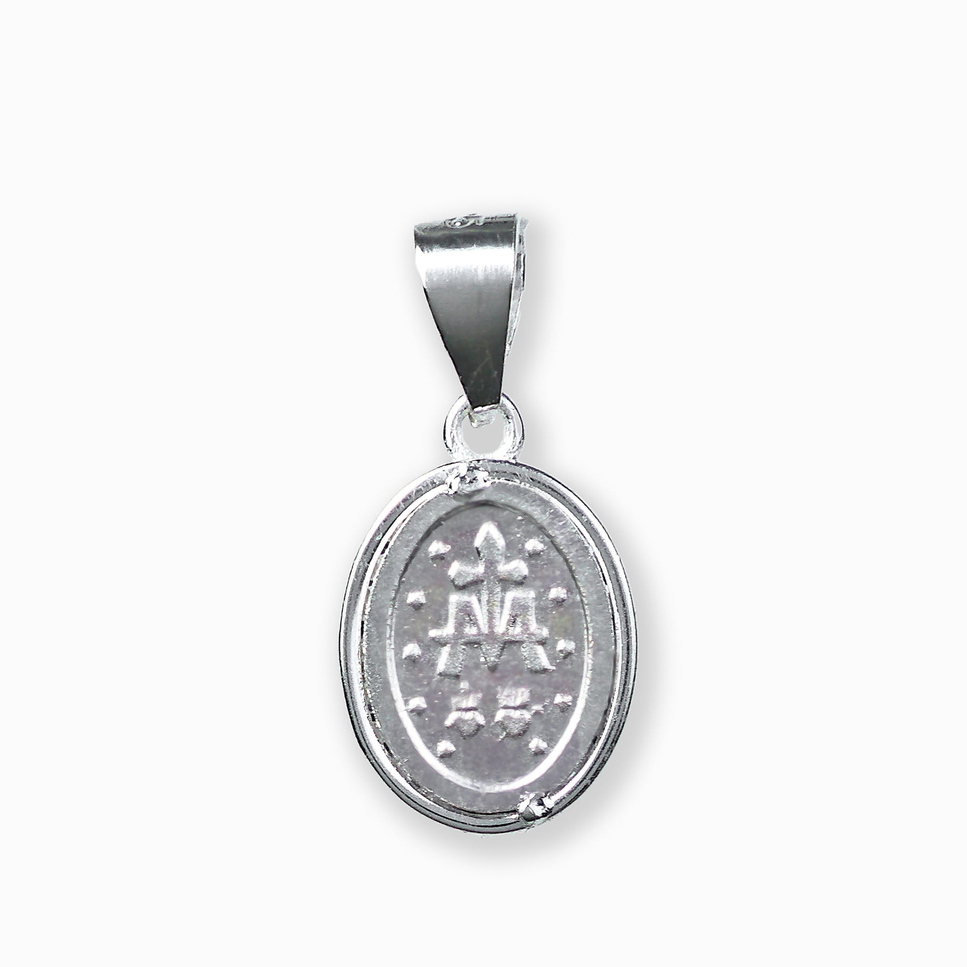 Dije de la Medalla Milagrosa con circones en plata ley 925.