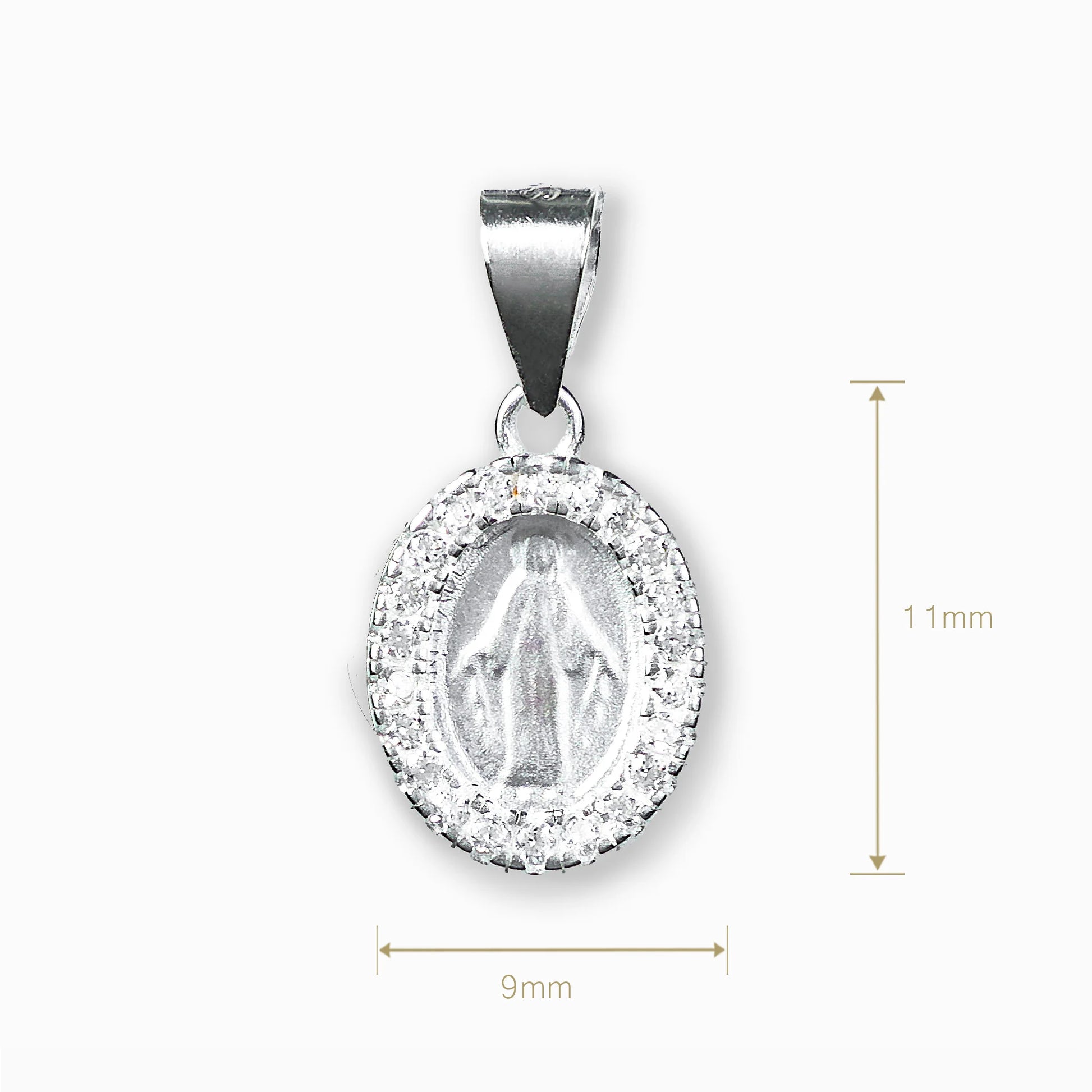 Dije de la Medalla Milagrosa con circones en plata ley 925.