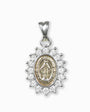 Dije Medalla Milagrosa con corona de circones en plata ley 925.
