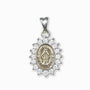 Dije Medalla Milagrosa con corona de circones en plata ley 925.