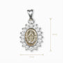 Dije Medalla Milagrosa con corona de circones en plata ley 925.
