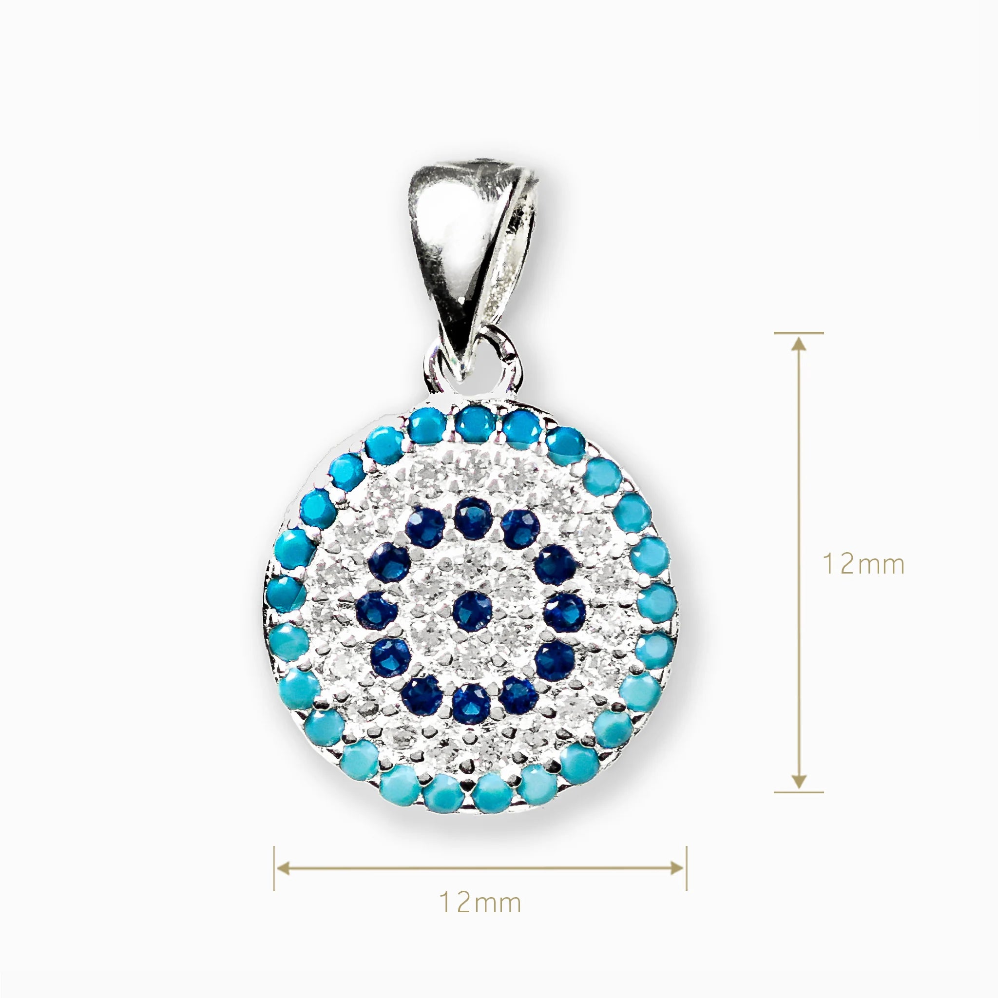 Dije de ojo turco mediano con circones en plata ley 925.