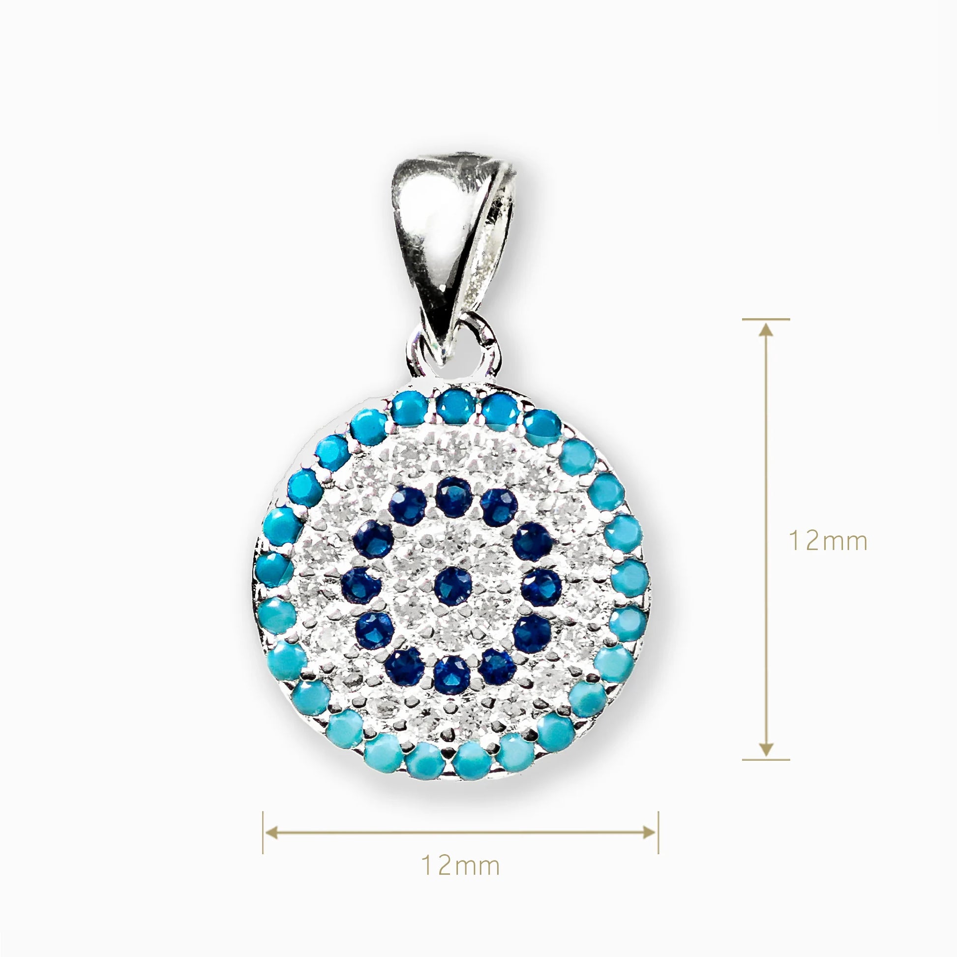 Dije de ojo turco mediano con circones en plata ley 925.