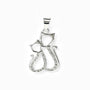 Dije de silueta de pareja de gatos de 20x14 mm en plata ley 925 con circones