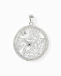 Dije de pentagrama Tetragramatón circular en plata ley 925 con halo de circones blancos.