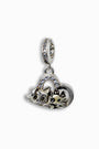 Charm colgante estilo Pandora en Plata Ley 925 con forma de corazón calado con circones y siluetas de perro y gato.