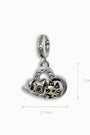 Charm colgante estilo Pandora en Plata Ley 925 con forma de corazón calado con circones y siluetas de perro y gato.