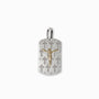 Dije de placa rectangular texturizada en Plata Ley 925 con aplique central dorado de Cristo crucificado.