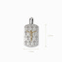 Dije de placa rectangular texturizada en Plata Ley 925 con aplique central dorado de Cristo crucificado.