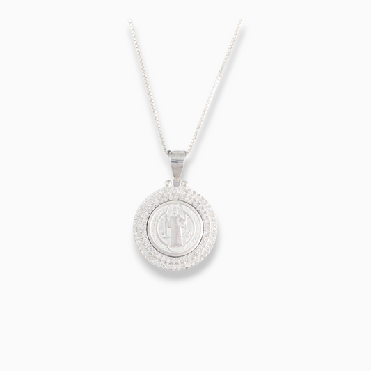 Dije San Benito 'Protección Divina' – Plata Ley 925