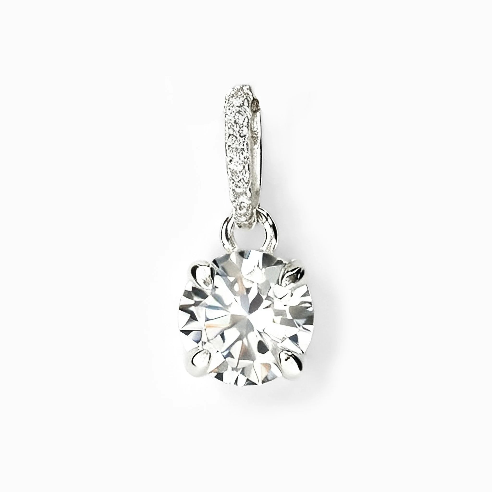  Dije solitario de 6.8 mm en plata ley 925 con circon blanco central brillante   