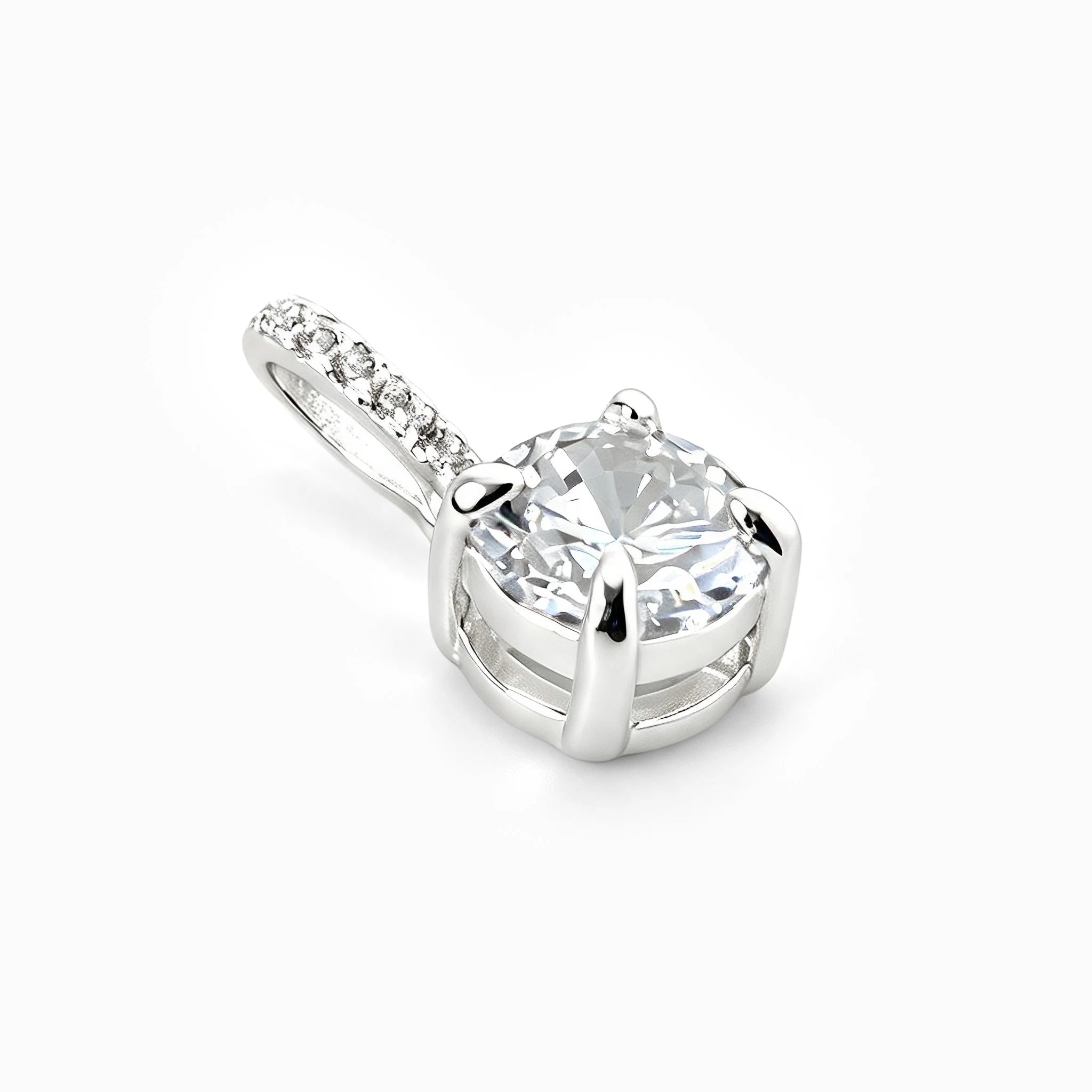  Dije solitario de 6.8 mm en plata ley 925 con circon blanco central brillante   