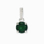 Dije solitario de 6.8 mm en plata ley 925 con circon verde central