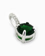 Dije solitario de 6.8 mm en plata ley 925 con circon verde central