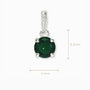 Dije solitario de 6.8 mm en plata ley 925 con circon verde central
