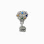 Charm colgante en Plata Ley 925 con racimo de globos de circones multicolores y dije de casa con grabado UP.