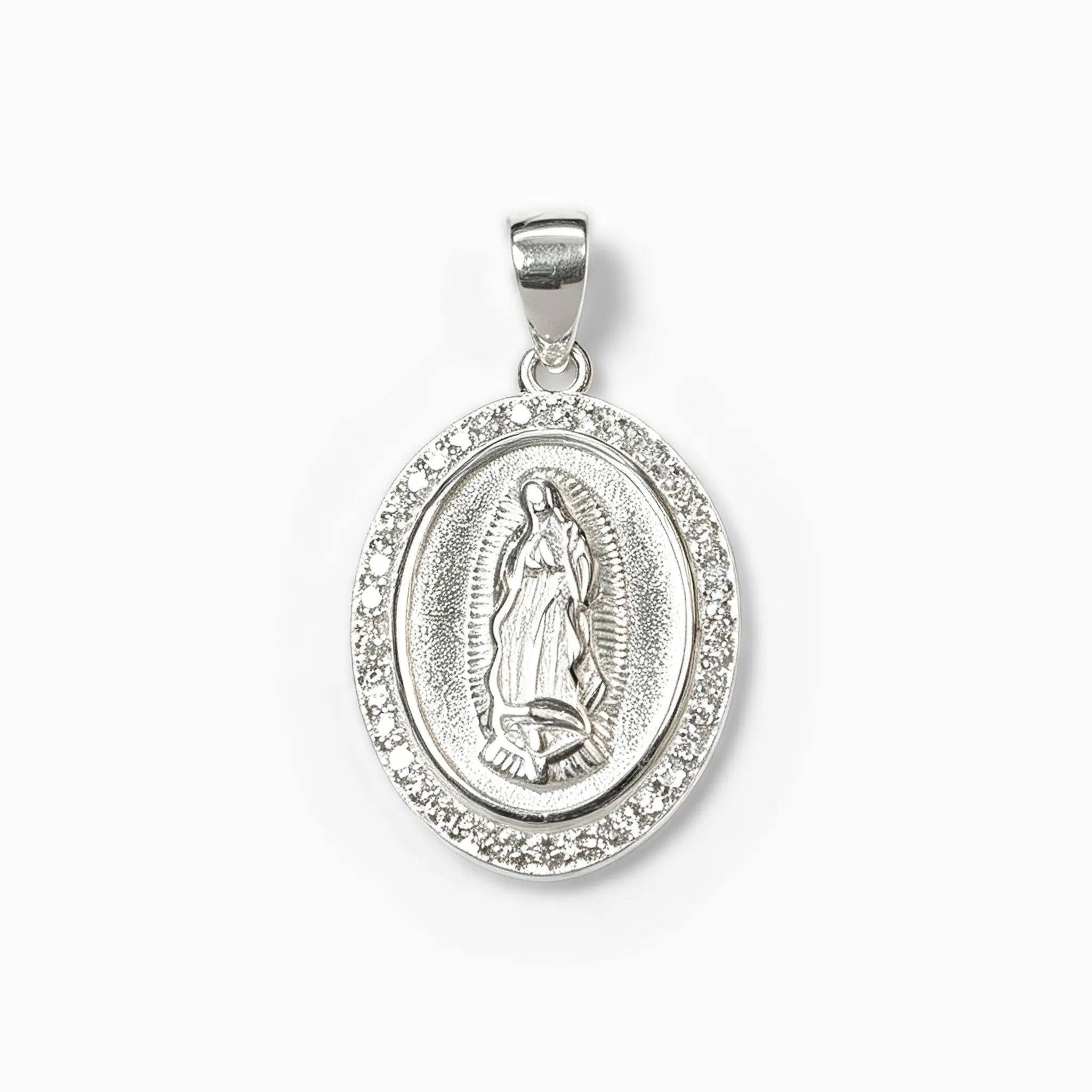 Dije medalla de la Virgen de Guadalupe en plata ley 925 para mujer