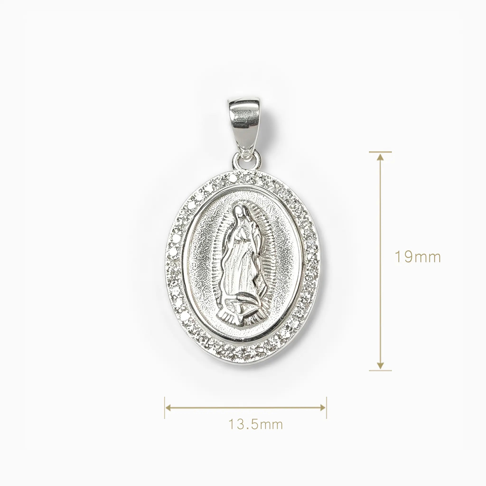 Dije medalla de la Virgen de Guadalupe en plata ley 925 para mujer